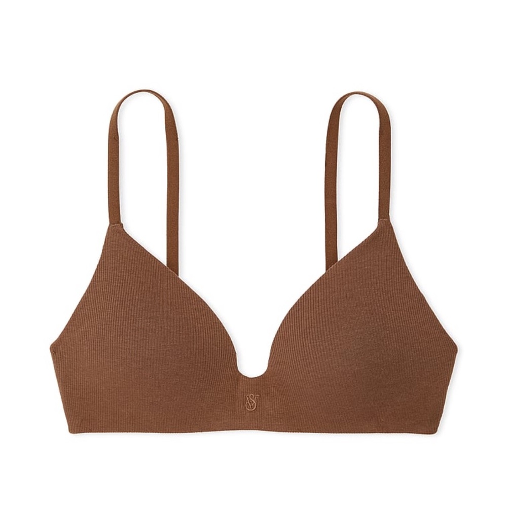Victoria’s Secret Lightly Lined Wireless Bra Ribbed 32DD Mousse